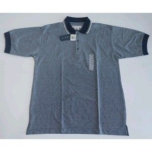 NWT Mens Tribute 100% Cotton Navy & White Short Sleeved Polo Shirt Size Large